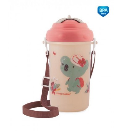 canpol-babies-sportova-flasa-so-slamkou-a-vrchnakom-400ml-12m-adventure-bordova